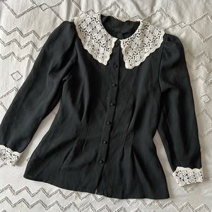vintage 80s eaton statement collar blouse